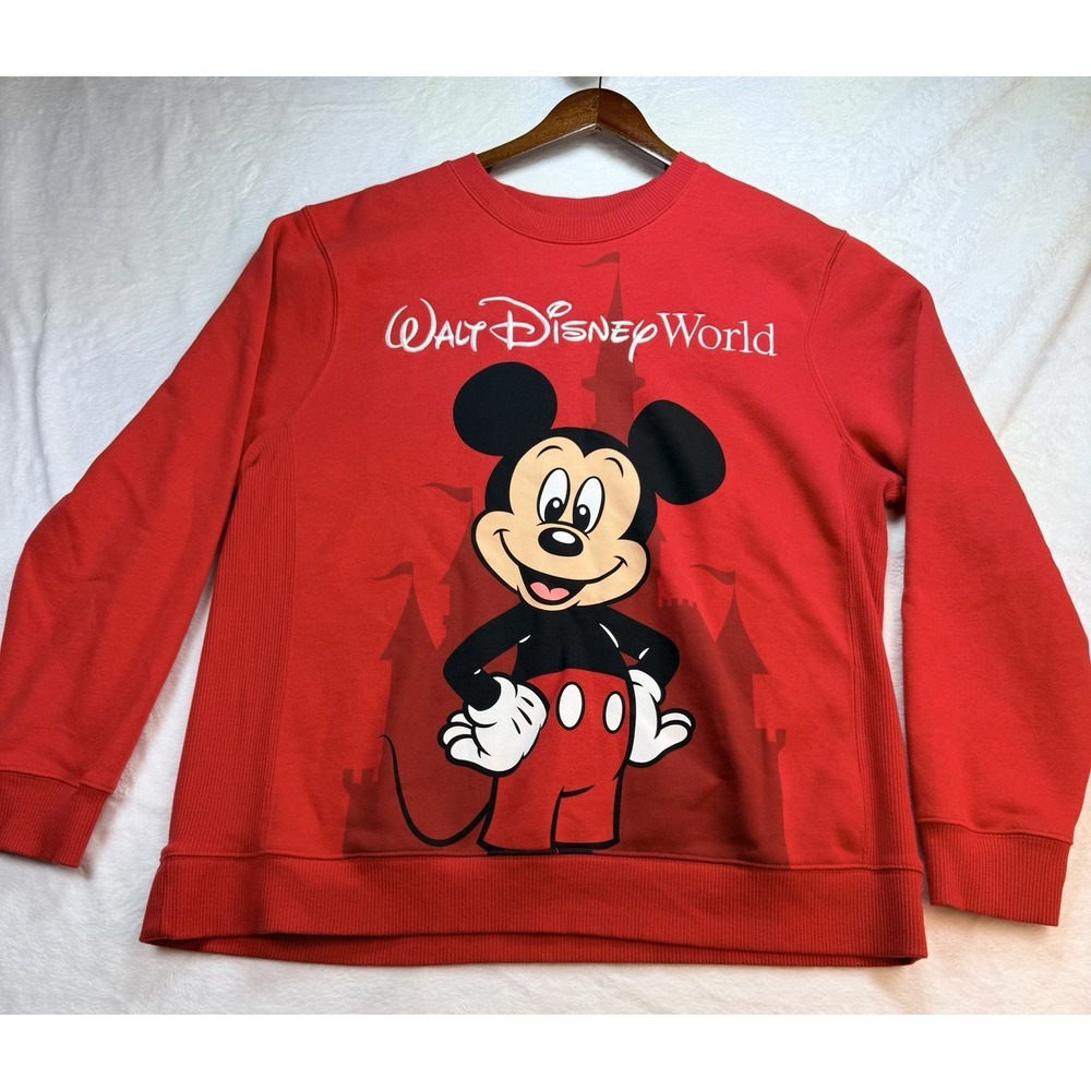2026 Walt Disney World Mickey Mouse Red Pullover Crew Neck Sweatshirt Large Soft